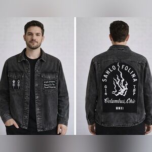 UpCycled Twenty One Pilots SAHLO FOLINA Tee SONOMA Black Denim Shacket Size M